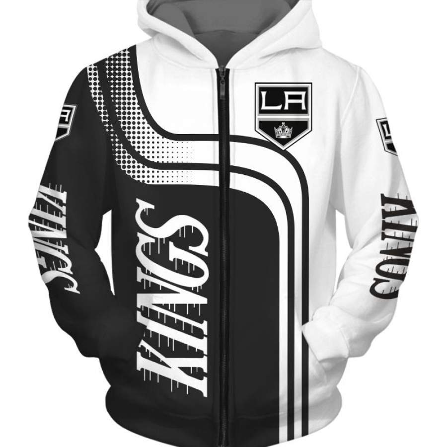 Los Angeles Kings Zip Hoodies 3D With Hooded Long Sleeve