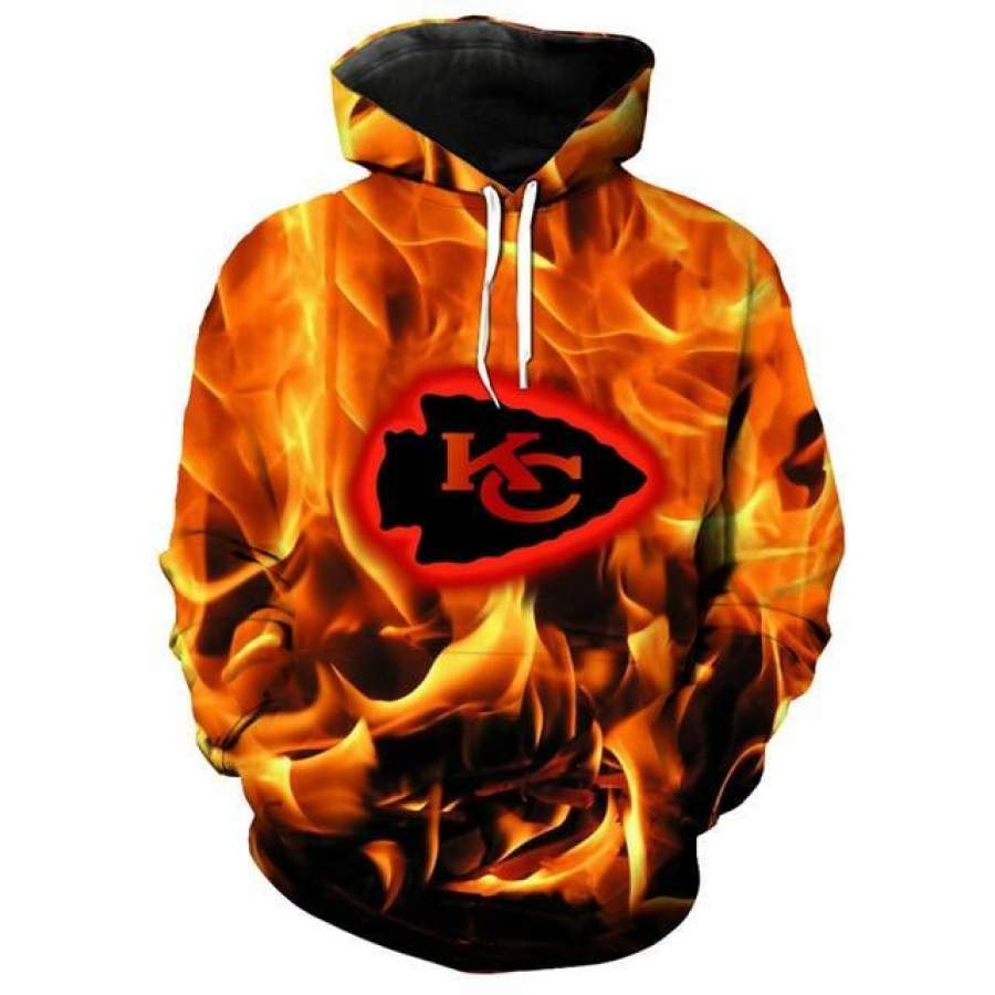 Kansas City Chiefs Hoodie 3D FlameSweatshirt Jacket Pullover