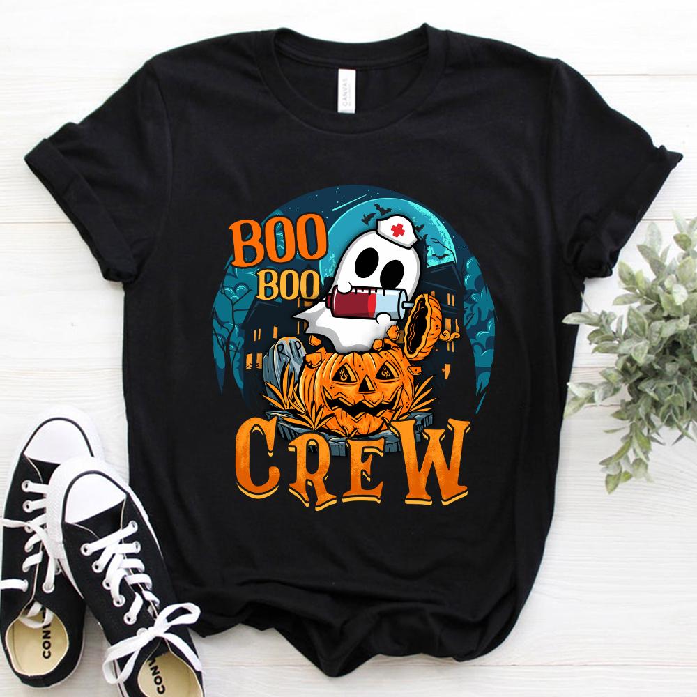 Ghost Nurse Boo Boo Crew Happy Halloween Funny Pumpkin Unisex T Shirt