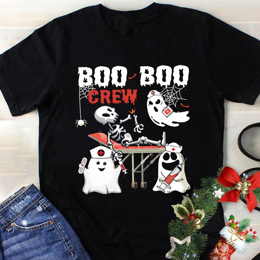 Boo Boo Crew Ghost Doctor Paramedic Emt Nurse Halloween Unisex T Shirt