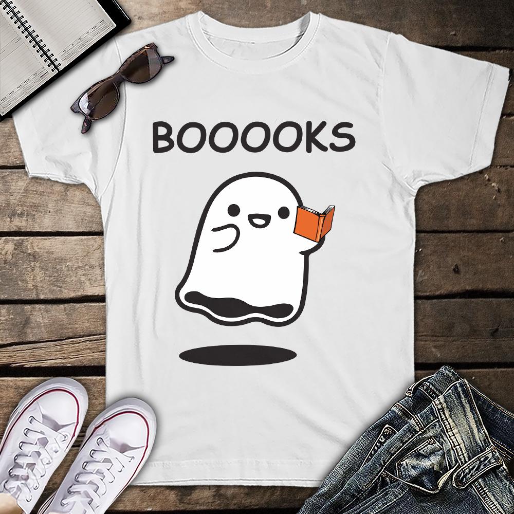 Booooks Ghost Books Halloween Reading Librarian Unisex T Shirt