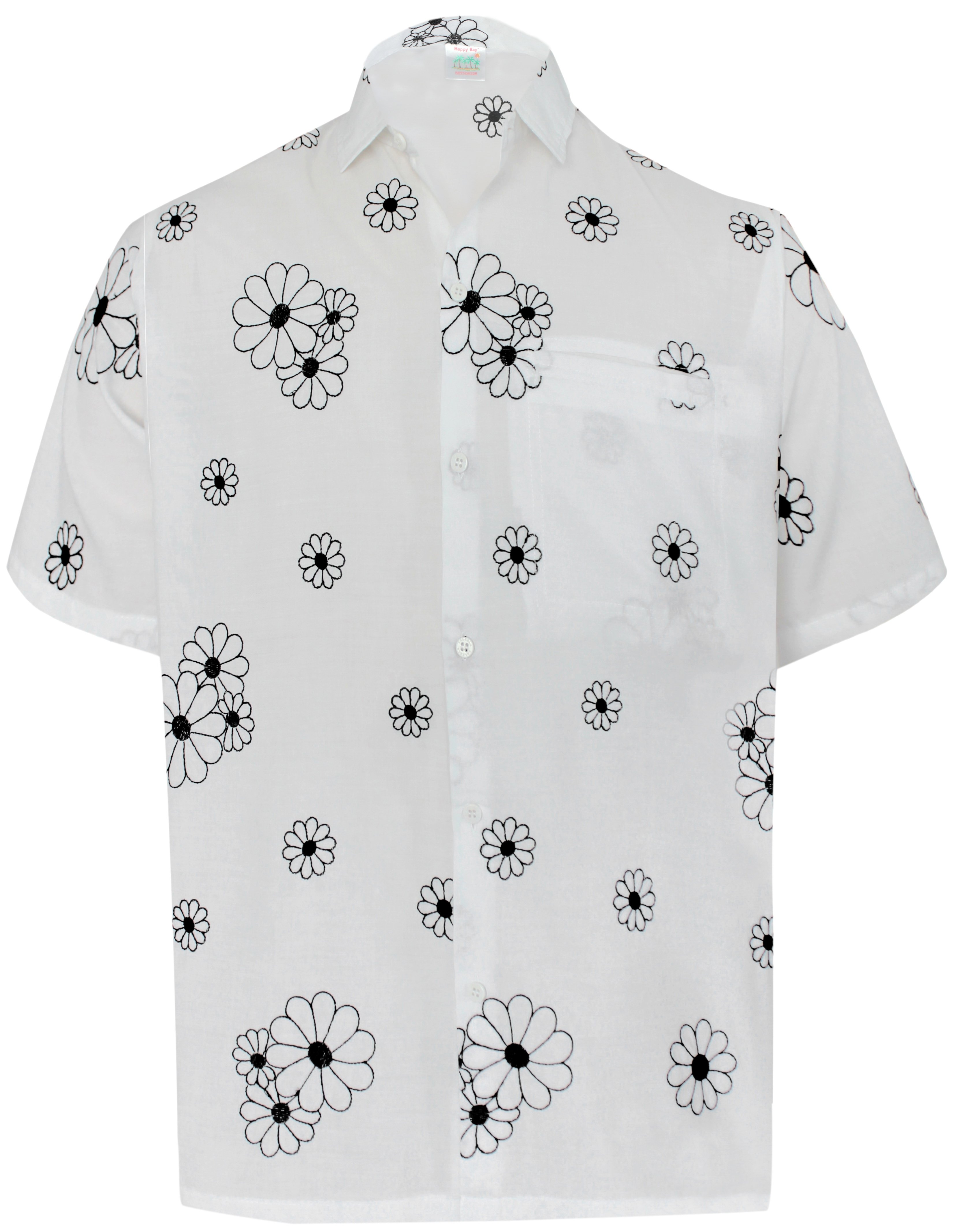 LA LEELA Men’s Beach Hawaiian casual Aloha Button Down Short Sleeve shirt Ghost White_W868