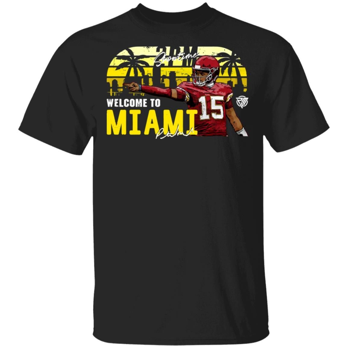 Patrick Mahomes Merch Welcome To Miami Wht Tee Red