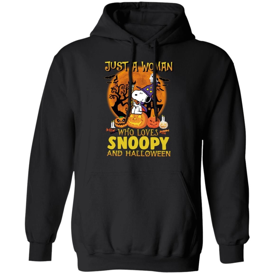 Just A Women Who Loves Snoopy And Halloween Shirt