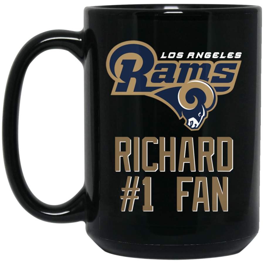 Los Angeles Rams Custom Black Mug Richard #1 Fan BM15OZ 15 oz. Black Mug