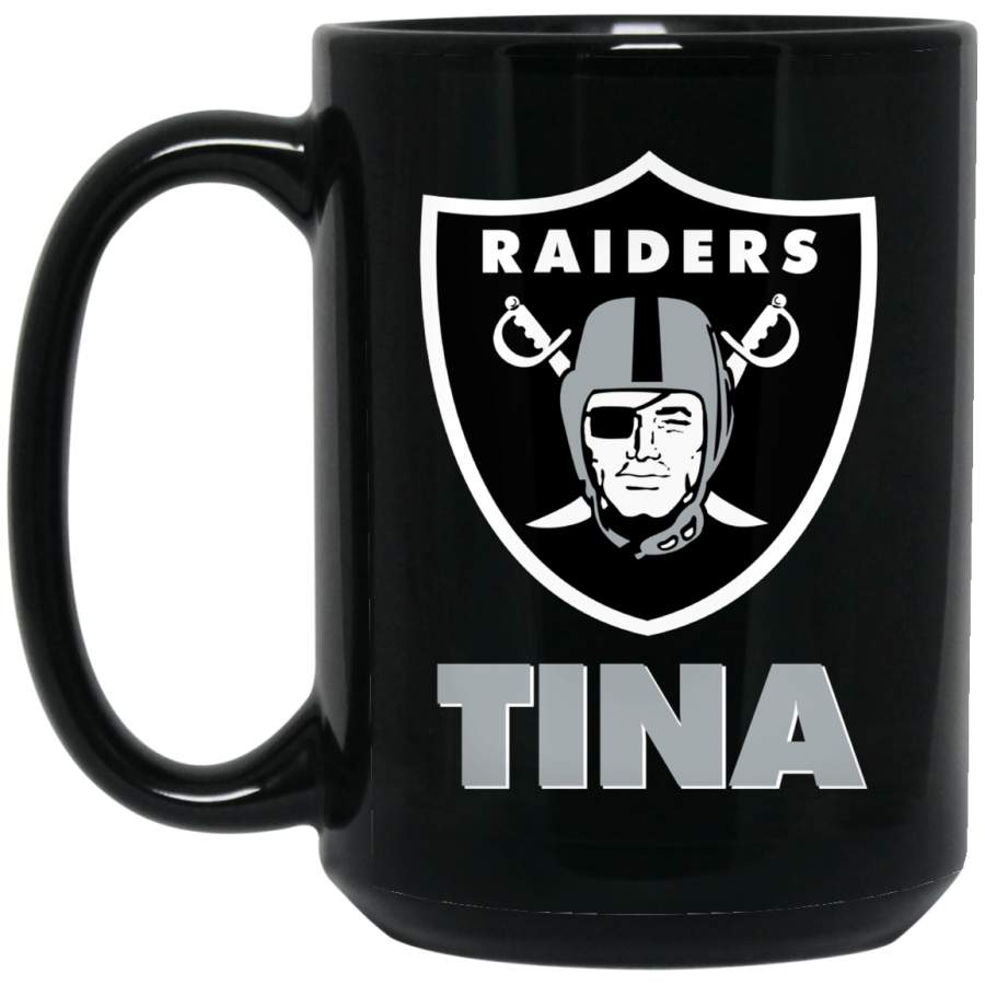 Custom Raiders Logo TINA BM15OZ 15 oz. Black Mug