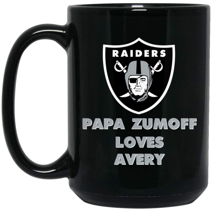 Custom Raiders Logo Papa Zumoff Avery BM15OZ 15 oz. Black Mug