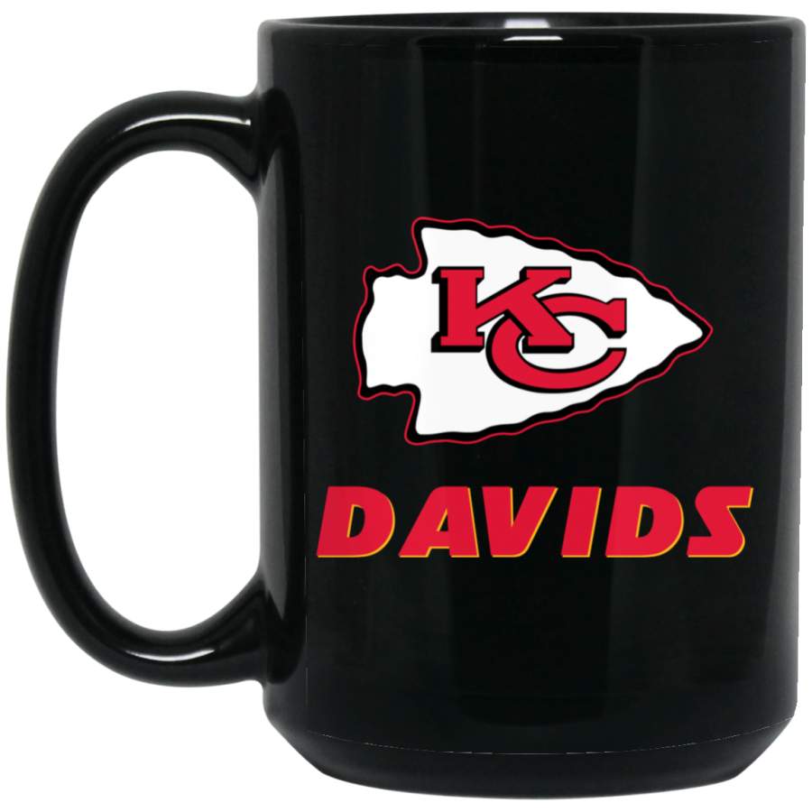 Custom Personalized Kansas City Chiefs Logo Black-Red DAVIDS BM15OZ 15 oz. Black Mug