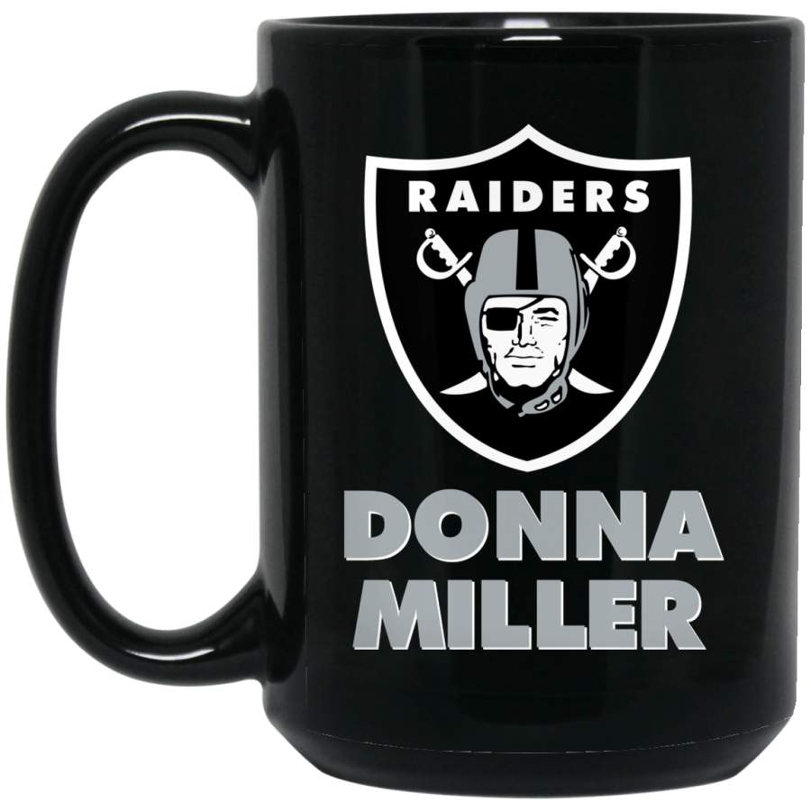 Custom Raiders Logo DONNA MILLER BM15OZ 15 oz. Black Mug