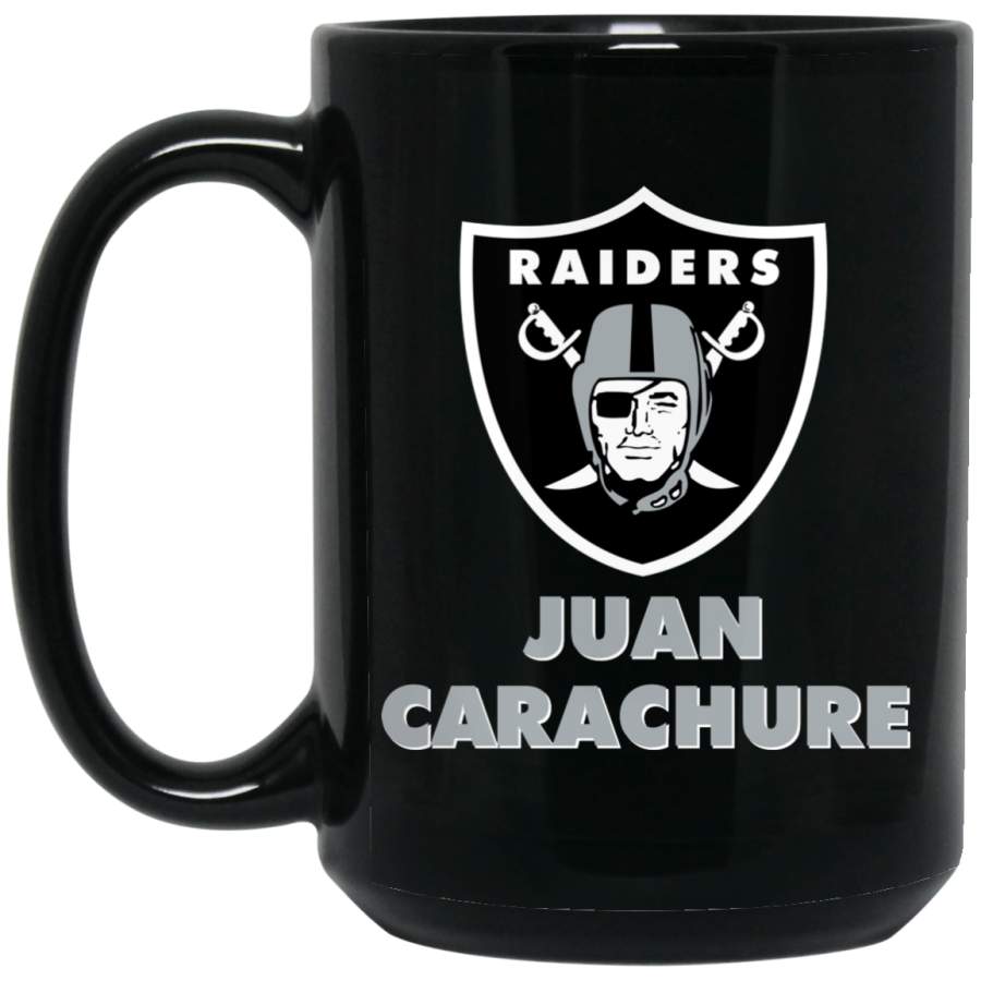 Custom Raiders Logo Juan Carachure BM15OZ 15 oz. Black Mug