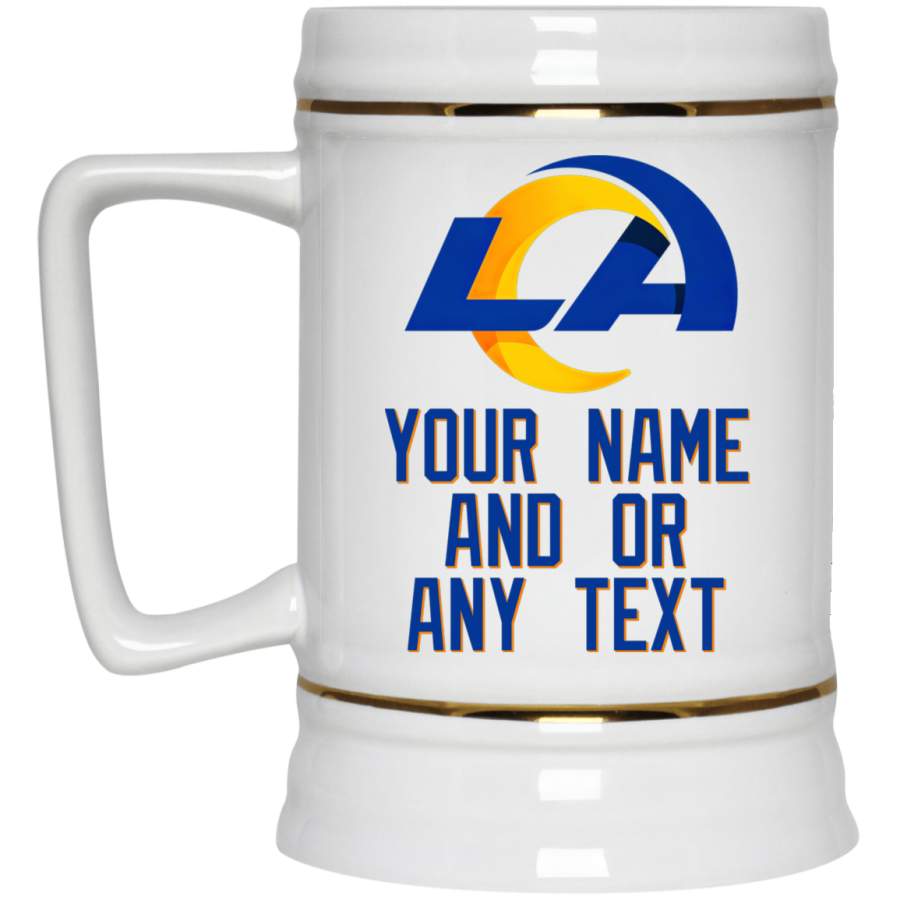 Los Angeles Rams New Logo Custom White Mug Example 22217 Beer Stein 22oz.