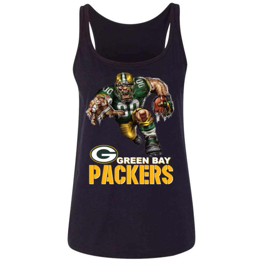 Green Bay Packers Logo Player Mascot Ladies’ Relaxed Jersey Tank