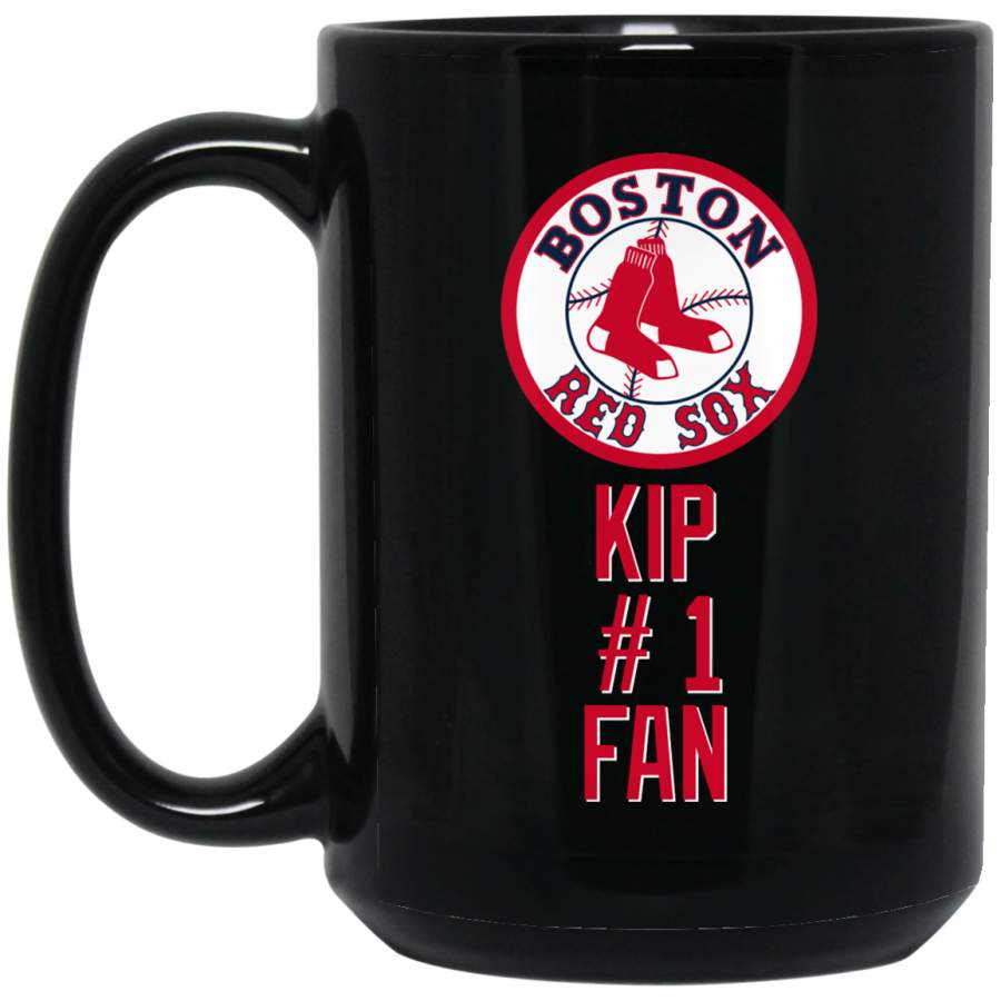 Custom Personalized Boston Red Sox V1 Red-White Logo KIP BM15OZ 15 oz. Black Mug