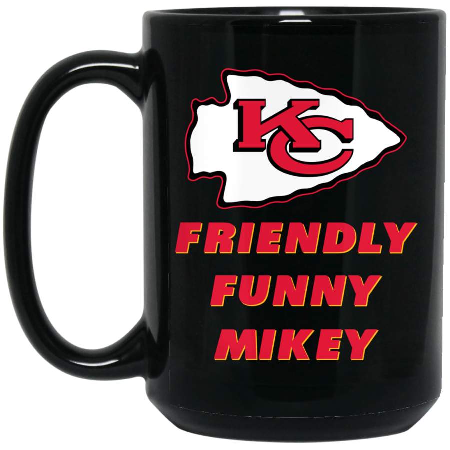 Custom Personalized Kansas City Chiefs Logo Black-Red Friendly Funny Mikey BM15OZ 15 oz. Black Mug