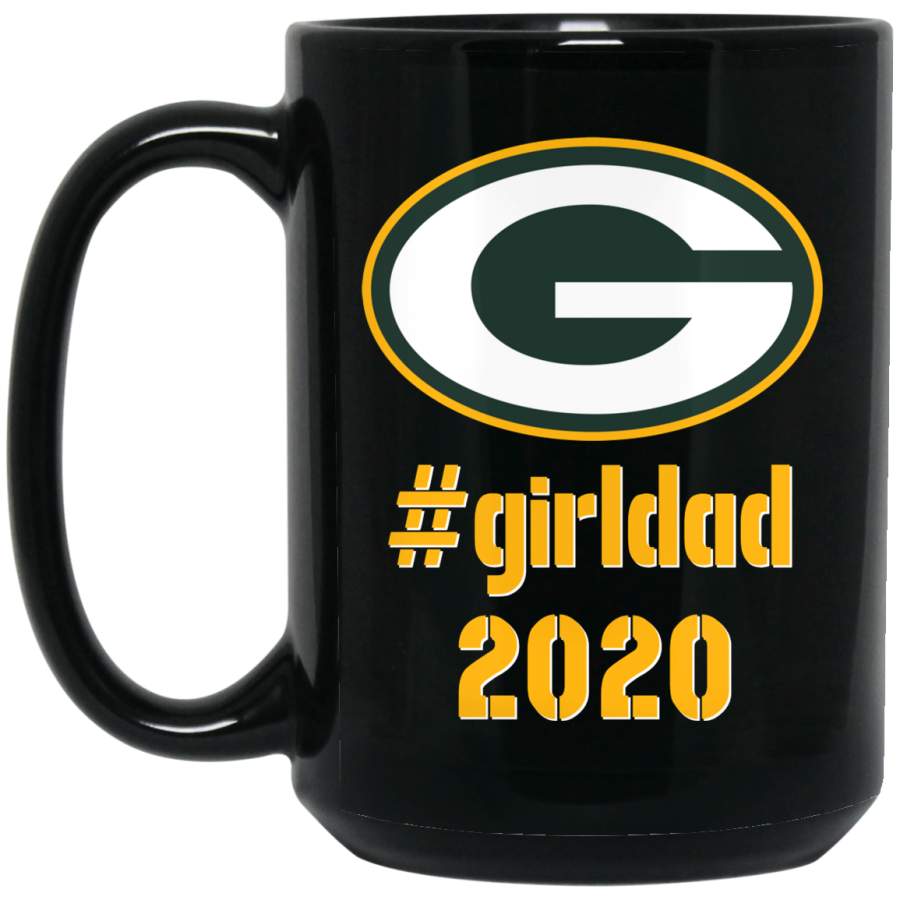 Custom Personalized Green Bay Packer Yellow-White Text #girldad BM15OZ 15 oz. Black Mug