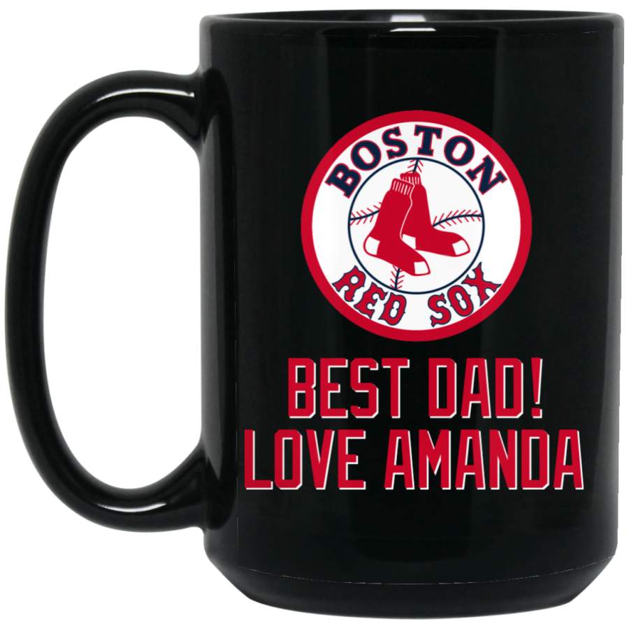 Custom Personalized Boston Red Sox V1 Red-White Logo Love Amanda BM15OZ 15 oz. Black Mug