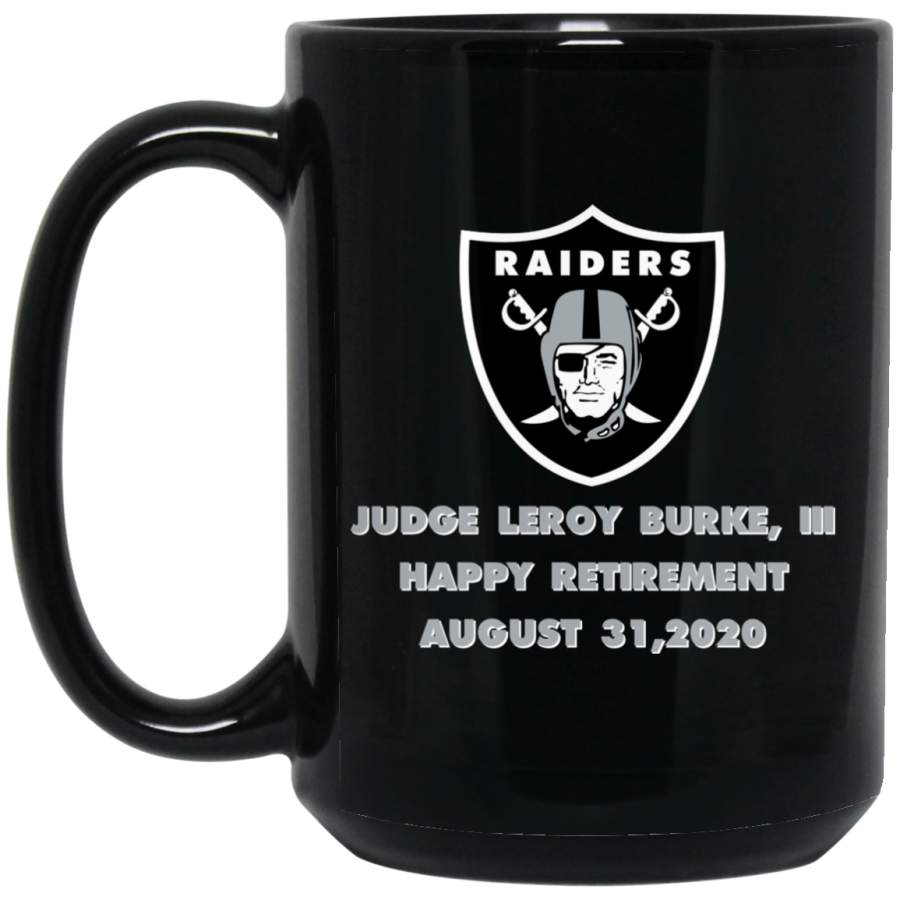 Custom Raiders Logo Leroy Burke BM15OZ 15 oz. Black Mug