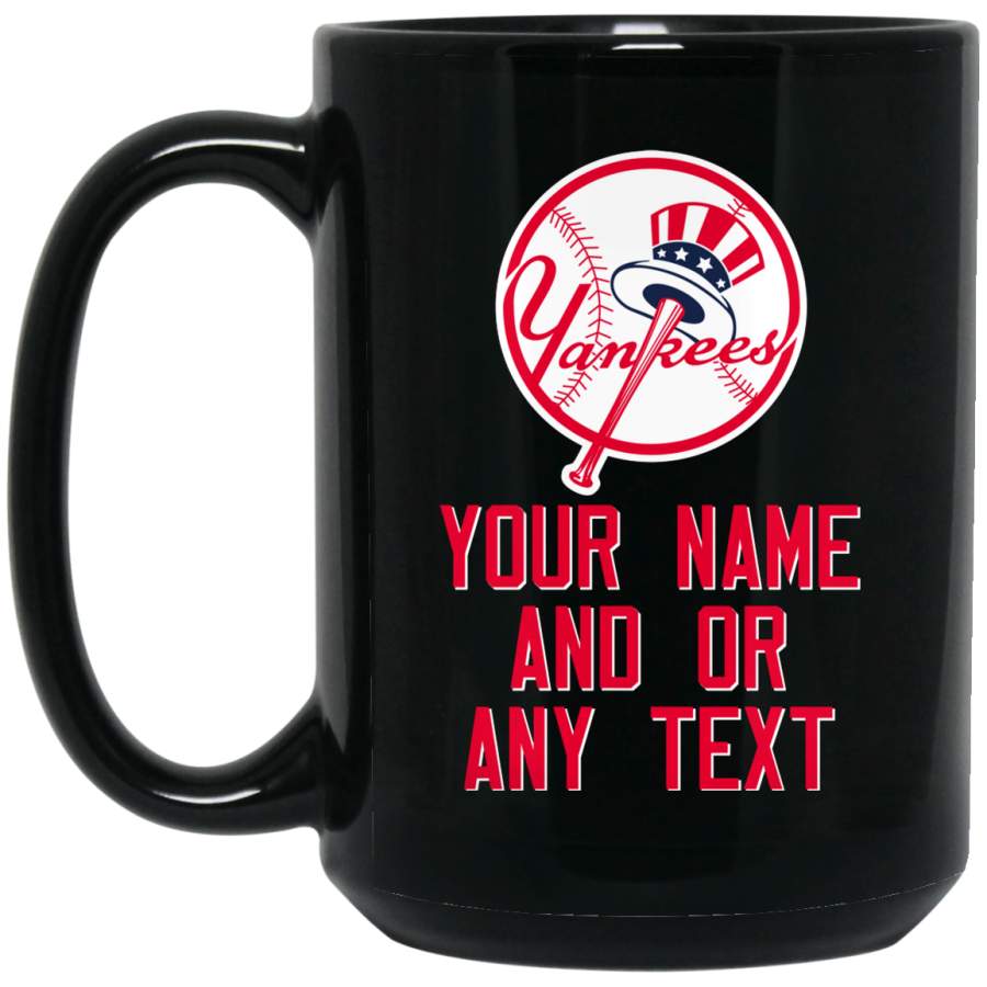 Custom Personalized New York Yankees V2 Red-White Logo Example BM15OZ 15 oz. Black Mug