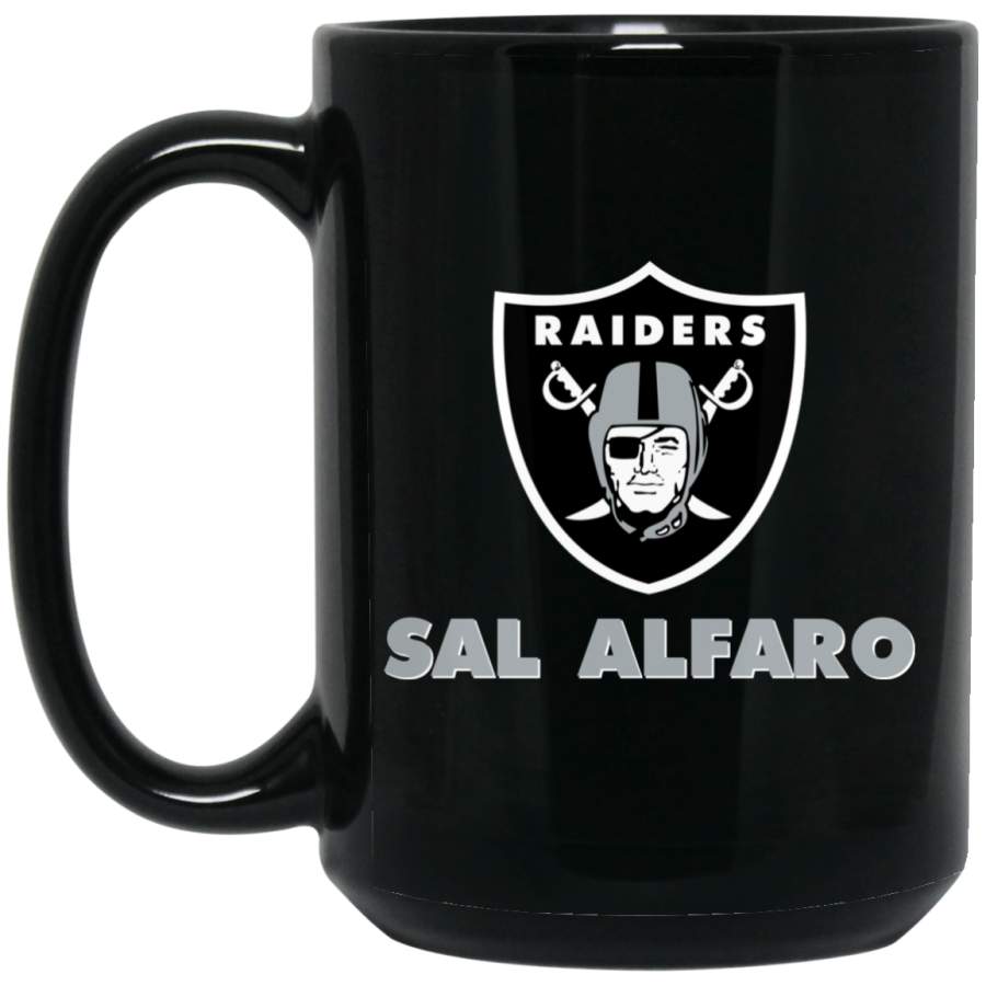 Custom Raiders Logo Sal Alfaro BM15OZ 15 oz. Black Mug