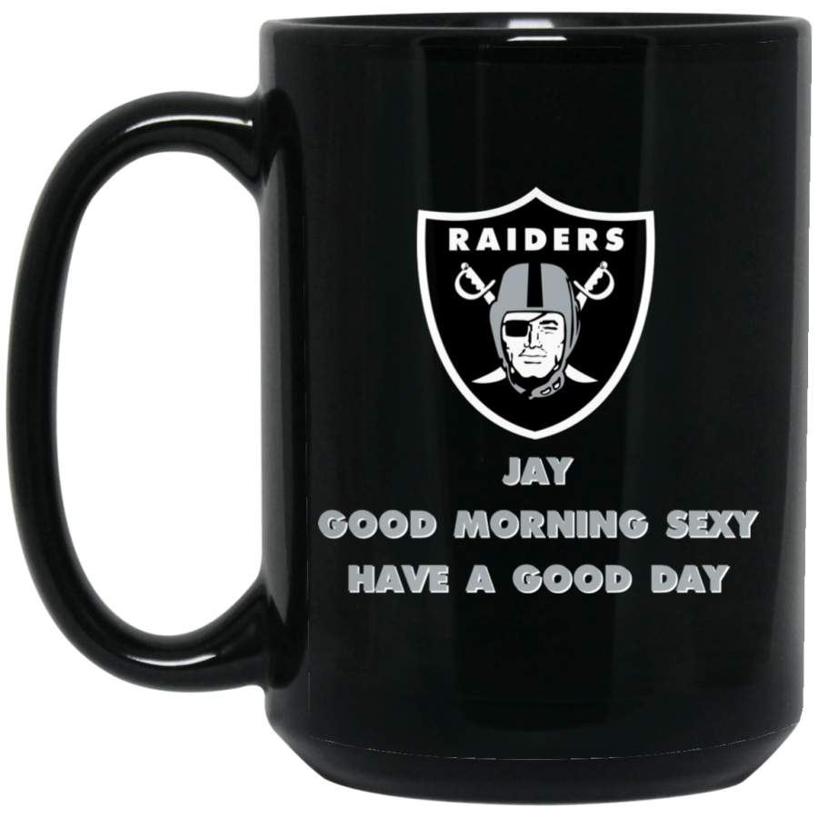 Custom Raiders Logo Jay BM15OZ 15 oz. Black Mug