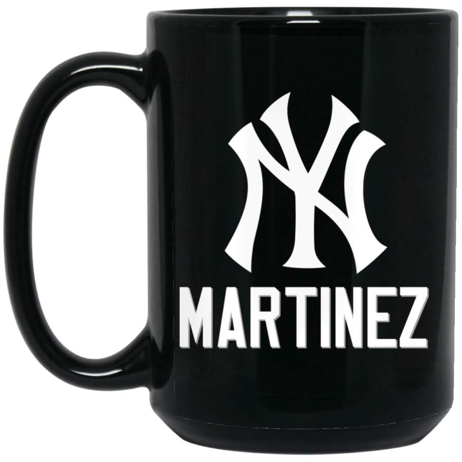 Custom Personalized New York Yankees White-Gray Logo Martinez BM15OZ 15 oz. Black Mug