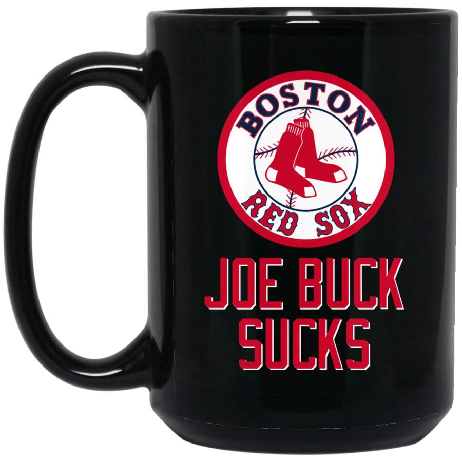 Custom Personalized Boston Red Sox V1 Red-White Logo Joe Buck BM15OZ 15 oz. Black Mug