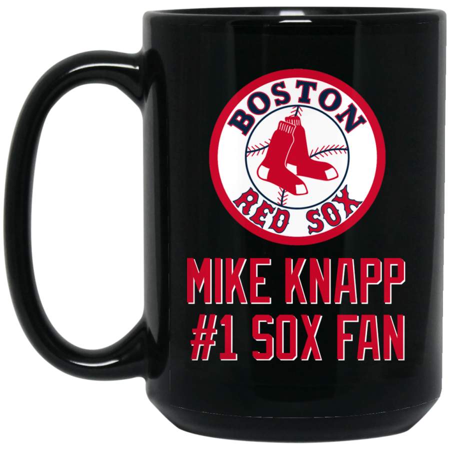 Custom Personalized Boston Red Sox V1 Red-White Logo Mike Knapp BM15OZ 15 oz. Black Mug