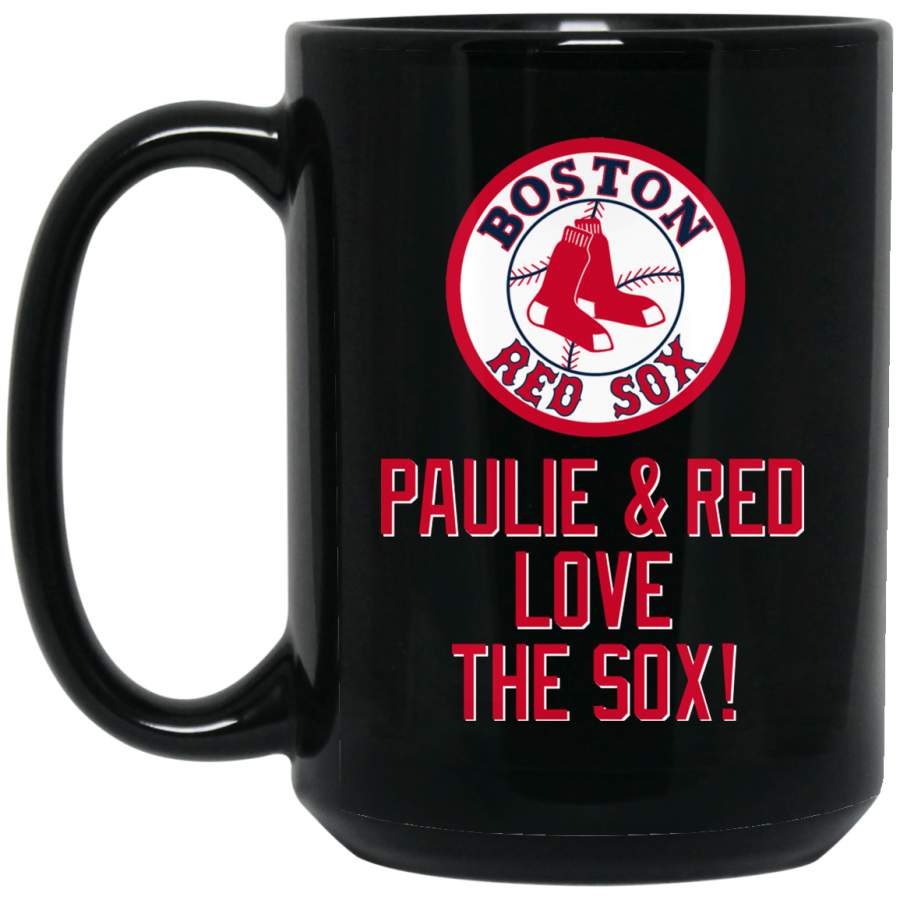 Custom Personalized Boston Red Sox V1 Red-White Logo Paulie Red BM15OZ 15 oz. Black Mug