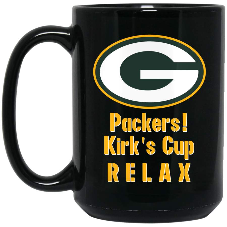 Custom Custom Personalized Green Bay Packer Yellow-White Text Kirk’s Cup BM15OZ 15 oz. Black Mug