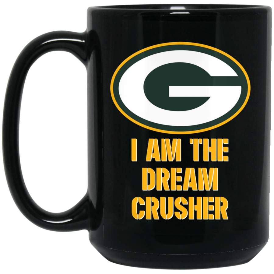 Custom Personalized Green Bay Packer Yellow-White Text I Am The Dream Crusher BM15OZ 15 oz. Black Mug