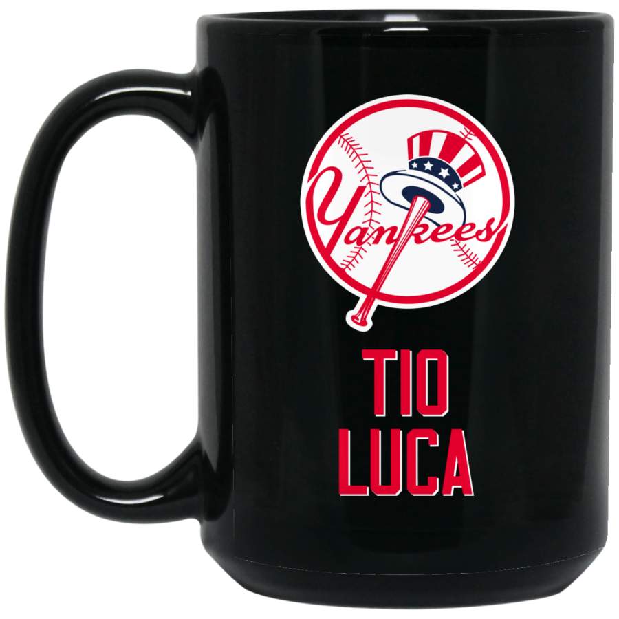 Custom Personalized New York Yankees V2 Red-White Logo Tio Luca BM15OZ 15 oz. Black Mug