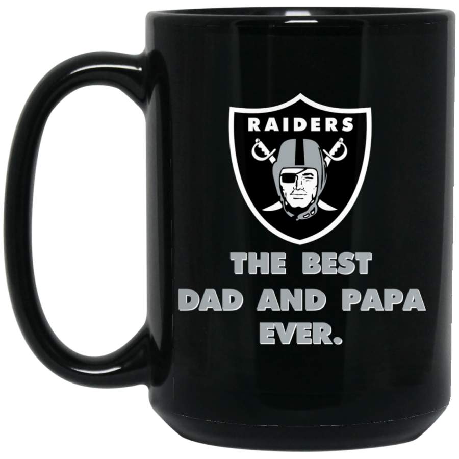 Custom Raiders Logo Dad And Papa Ever BM15OZ 15 oz. Black Mug