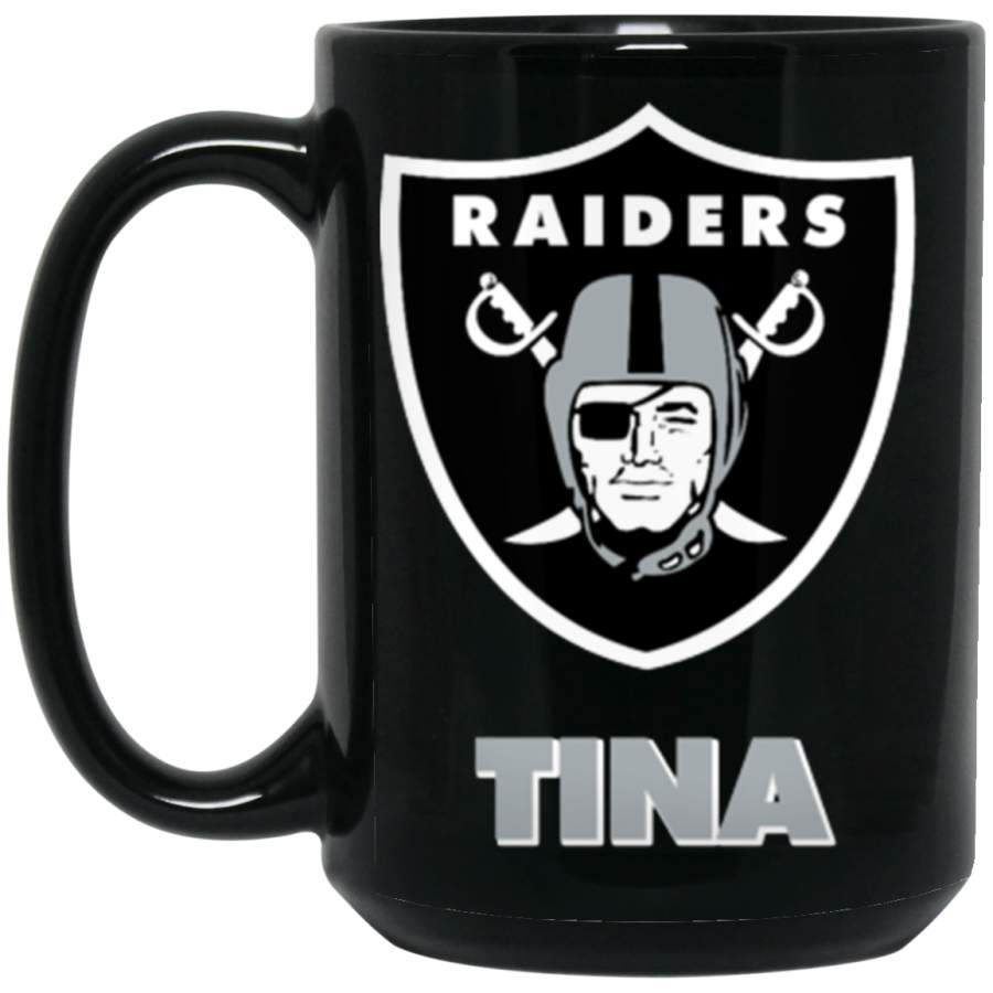 Custom Mug Sides Raiders Tina Bellino BM15OZ 15 oz. Black Mug