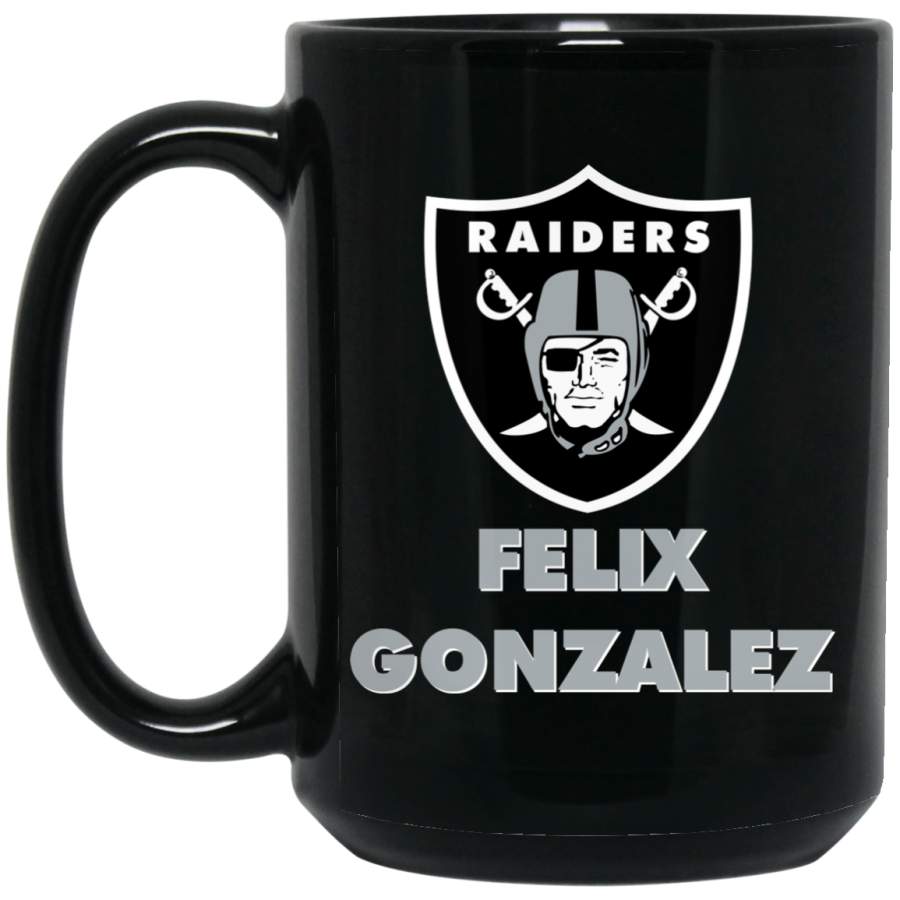 Custom Raiders Logo Felix Gonzales BM15OZ 15 oz. Black Mug