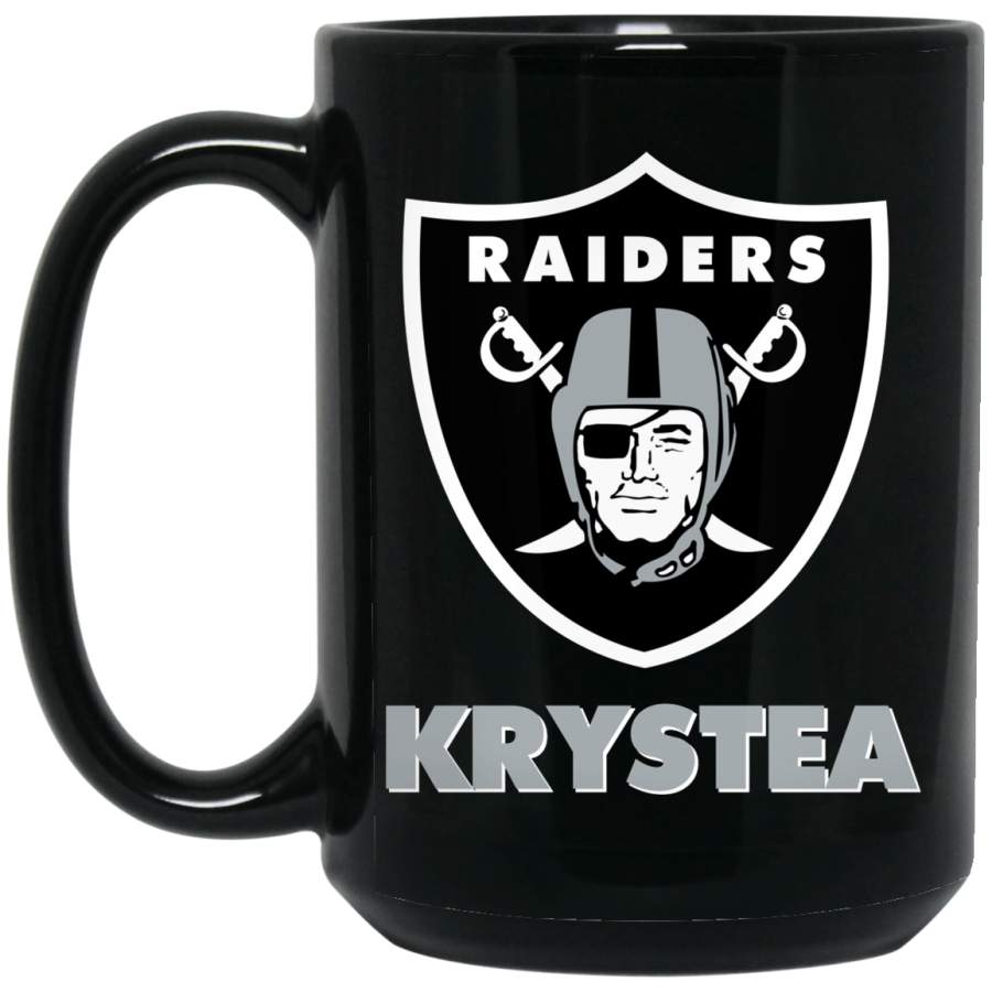 Custom Raiders Logo Krystea BM15OZ 15 oz. Black Mug