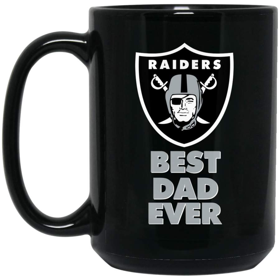 Custom Raiders Logo Best Dad Ever BM15OZ 15 oz. Black Mug