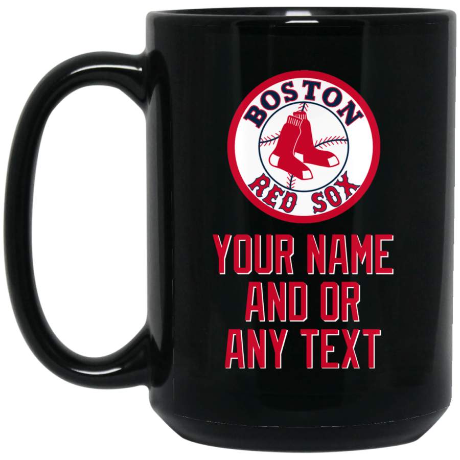 Custom Personalized Boston Red Sox V1 Red-White Logo Example BM15OZ 15 oz. Black Mug