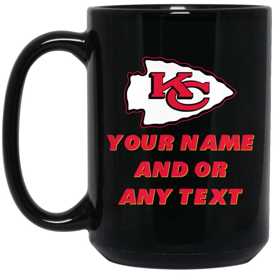 Custom Personalized Kansas City Chiefs Logo Black-Red Example BM15OZ 15 oz. Black Mug