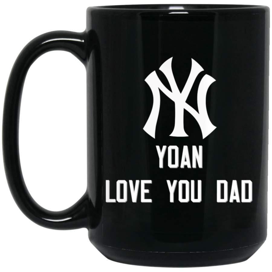 Custom Personalized New York Yankees White-Gray Logo Yoan BM15OZ 15 oz. Black Mug