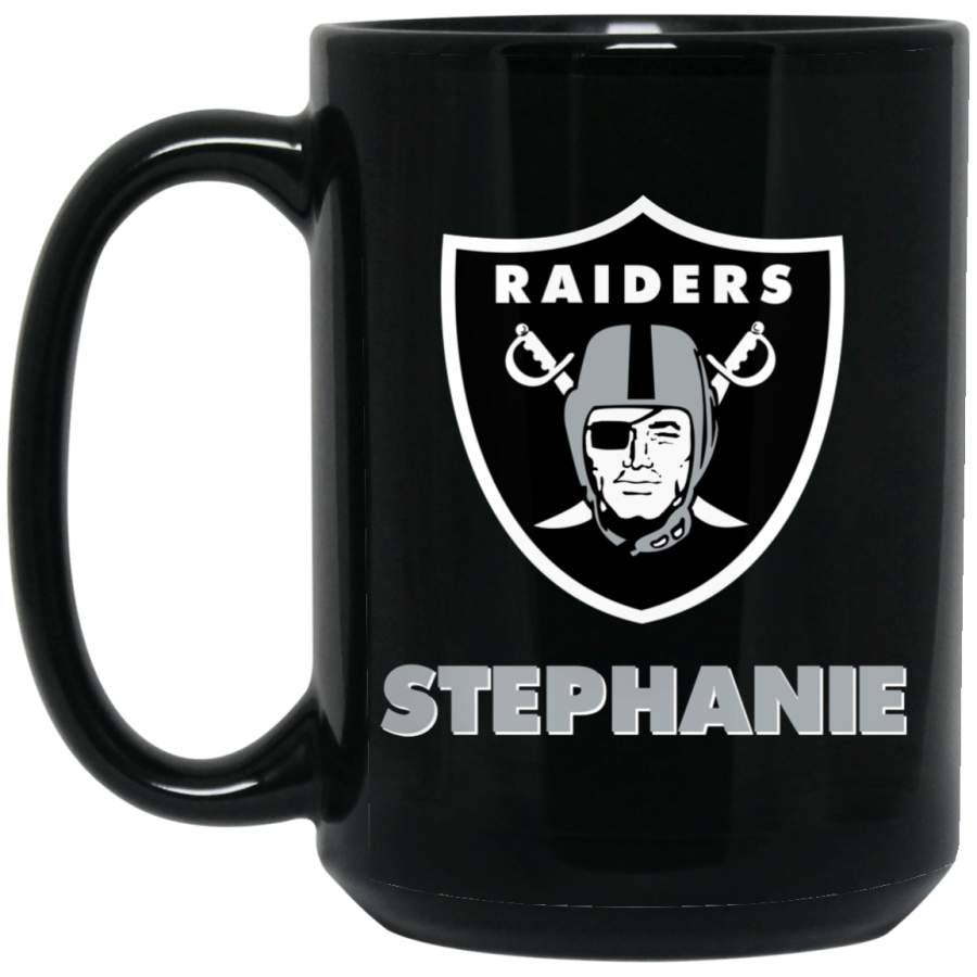 Custom Raiders Logo Stephanie BM15OZ 15 oz. Black Mug