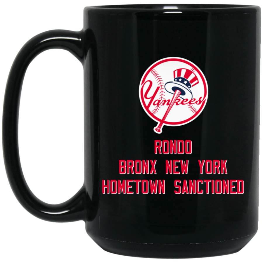 Custom Personalized New York Yankees V2 Red-White Logo Rondo BM15OZ 15 oz. Black Mug