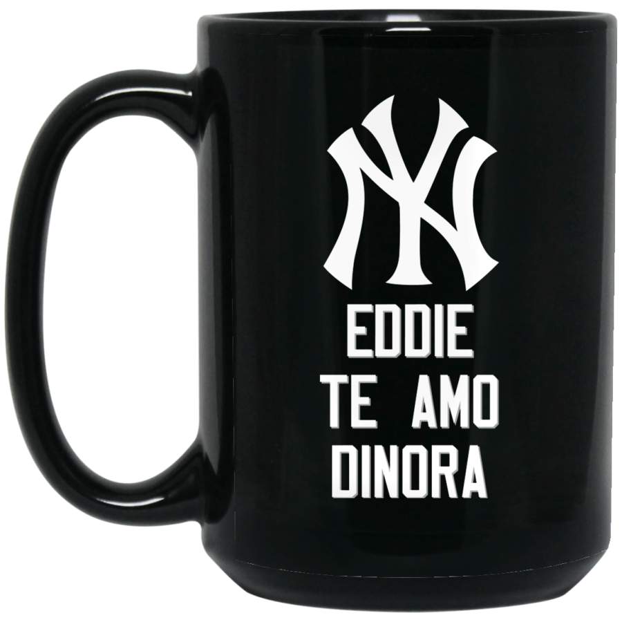 Custom Personalized New York Yankees White-Gray Logo Eddie Dinora BM15OZ 15 oz. Black Mug