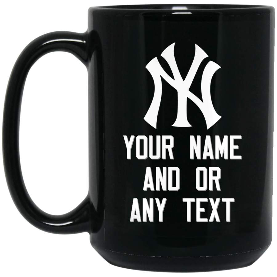 Custom Personalized New York Yankees White-Gray Logo Example BM15OZ 15 oz. Black Mug