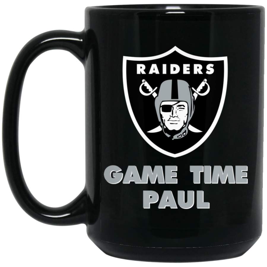 Custom Raiders Logo Game Time Paul BM15OZ 15 oz. Black Mug