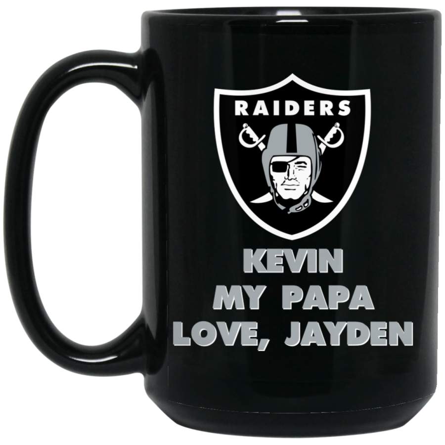 Custom Raiders Logo Kevin Jayden BM15OZ 15 oz. Black Mug