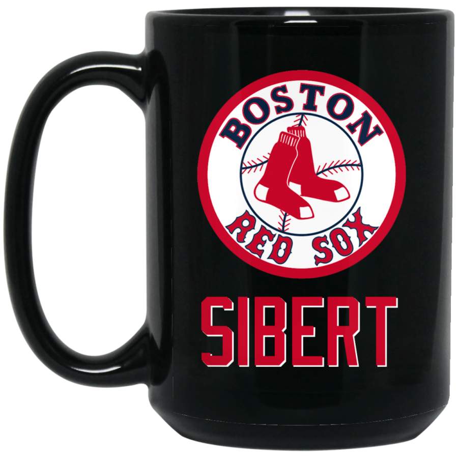 Custom Personalized Boston Red Sox V1 Red-White Logo Sibert BM15OZ 15 oz. Black Mug