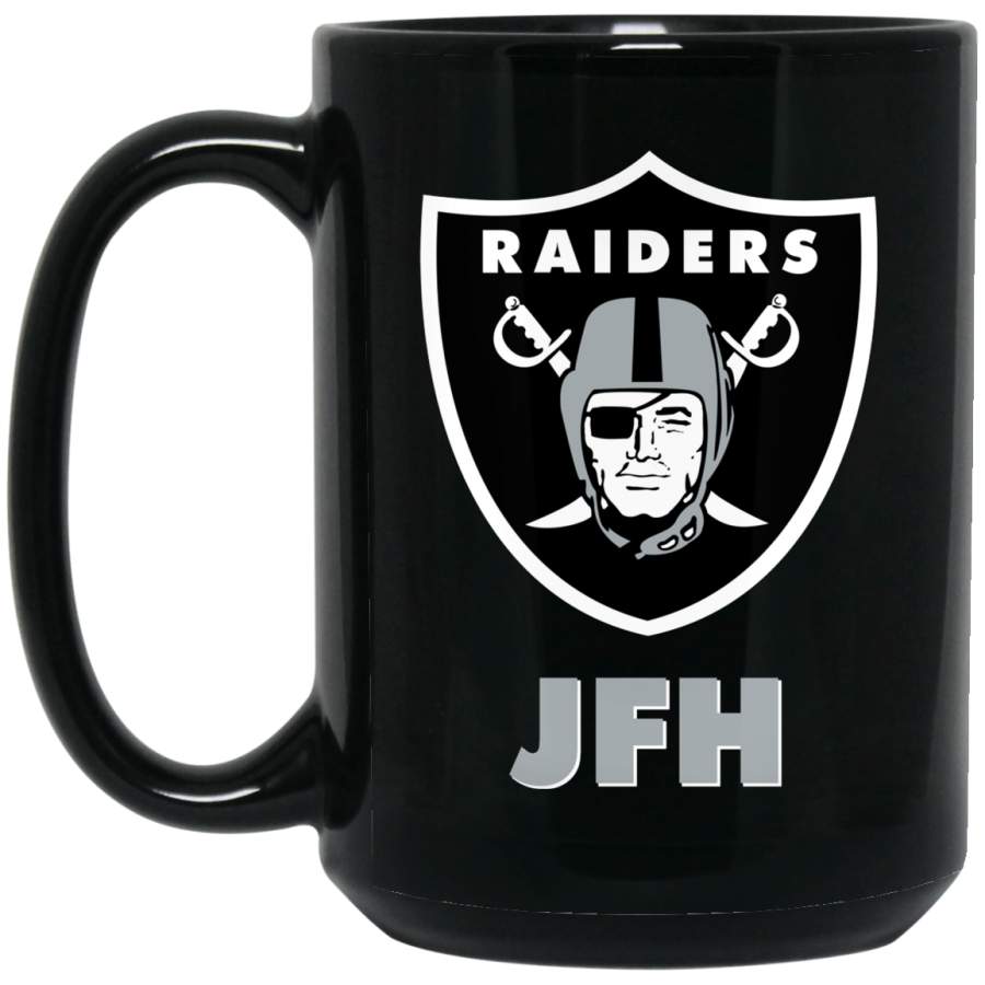 Custom Raiders Logo JFH BM15OZ 15 oz. Black Mug