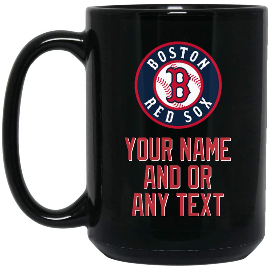 Custom Personalized Boston Red Sox V2 Red-White Logo Example BM15OZ 15 oz. Black Mug