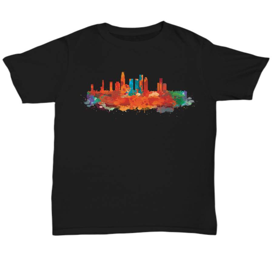 Los Angeles skyline watercolor black women men t-shirt .