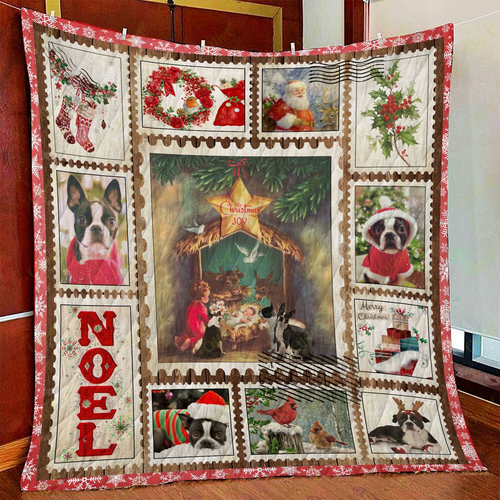 Boston Terrier – Happy Noel Quilt